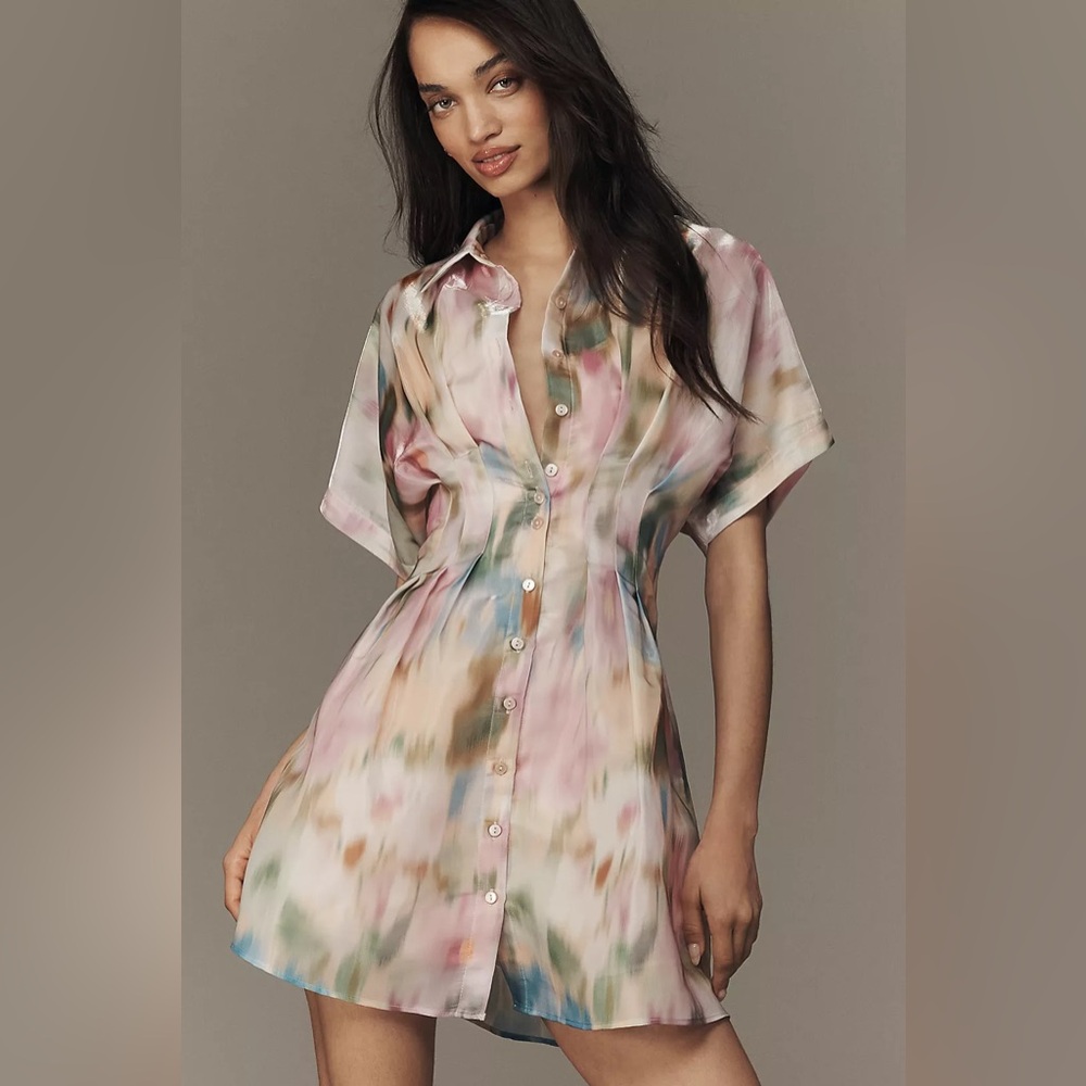 NWT EXQUISE The Tobie Organza Mini Shirt Dress